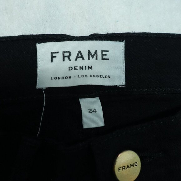 Frame Denim Le High Skinny Jeans Women's Size 24 Black Distressed Cotton - Picture 8 of 13